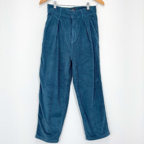 BDG Pants - BDG Size 0 Teal Corduroy High Waisted Cropped Trouser Pants Women's Quirky